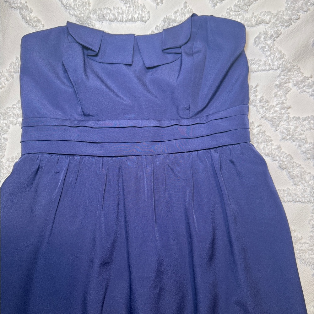 BCBGeneration Strapless Navy Blue Chiffon Gown Dress